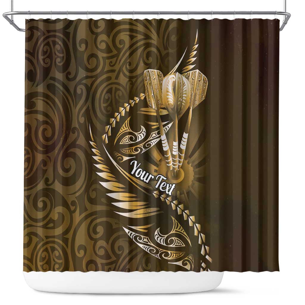 Personalised All Gold New Zealand Darts Shower Curtain Aoteroa Fern Maori Galaxy Style LT14 Gold - Polynesian Pride