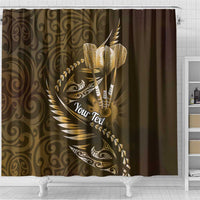 Personalised All Gold New Zealand Darts Shower Curtain Aoteroa Fern Maori Galaxy Style LT14 - Polynesian Pride