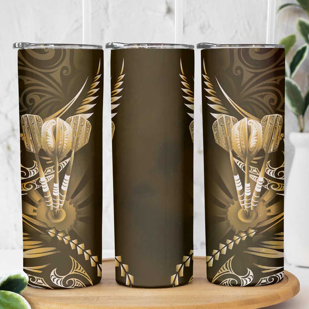 All Gold New Zealand Darts Skinny Tumbler Aoteroa Fern Maori Galaxy Style