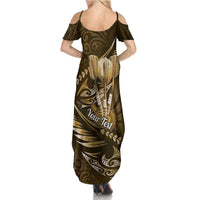 Personalised All Gold New Zealand Darts Summer Maxi Dress Aoteroa Fern Maori Galaxy Style LT14 - Polynesian Pride
