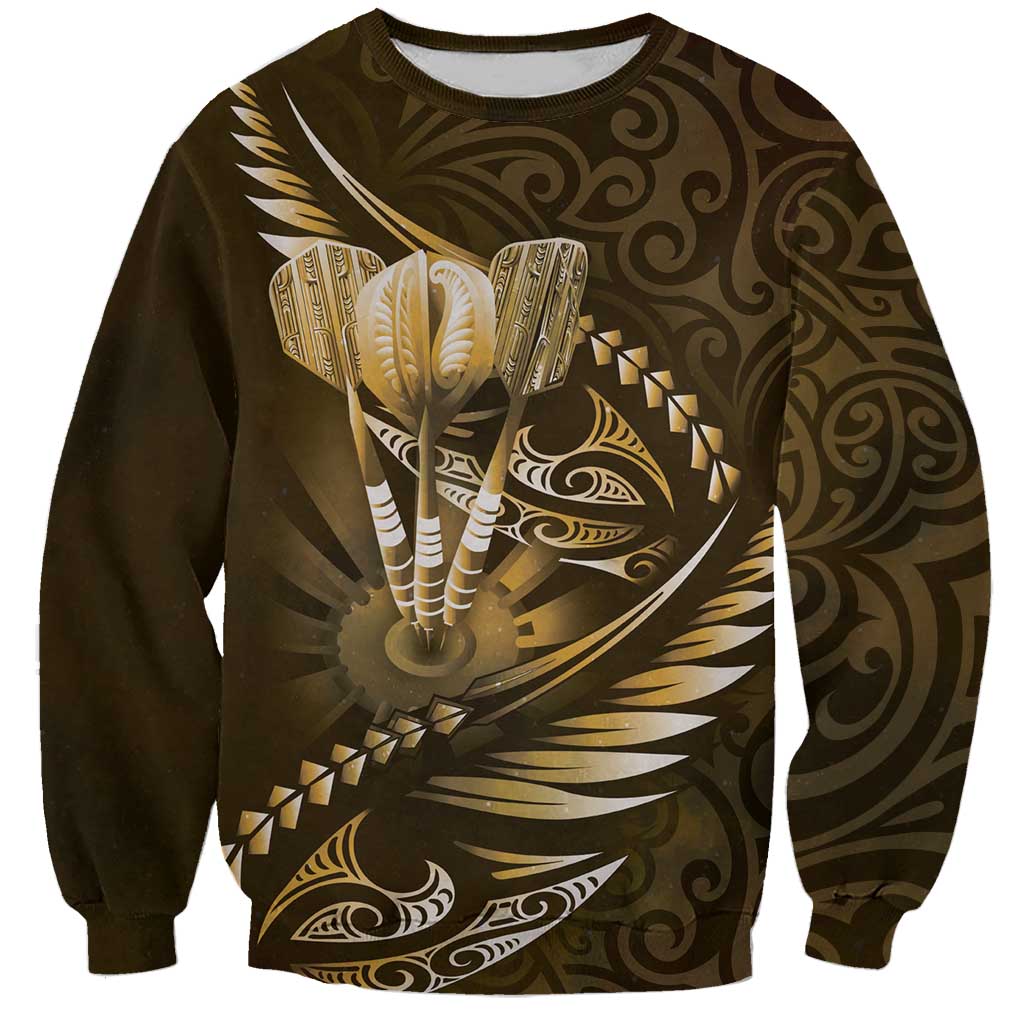 Personalised All Gold New Zealand Darts Sweatshirt Aoteroa Fern Maori Galaxy Style