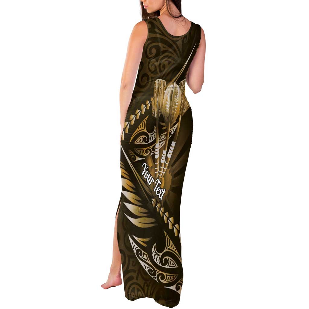 Personalised All Gold New Zealand Darts Tank Maxi Dress Aoteroa Fern Maori Galaxy Style LT14 - Polynesian Pride