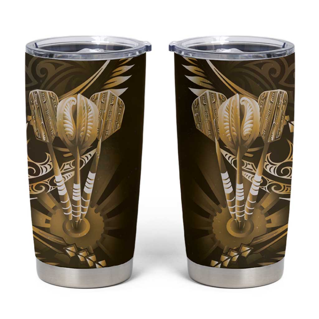 All Gold New Zealand Darts Tumbler Cup Aoteroa Fern Maori Galaxy Style LT14 Gold - Polynesian Pride