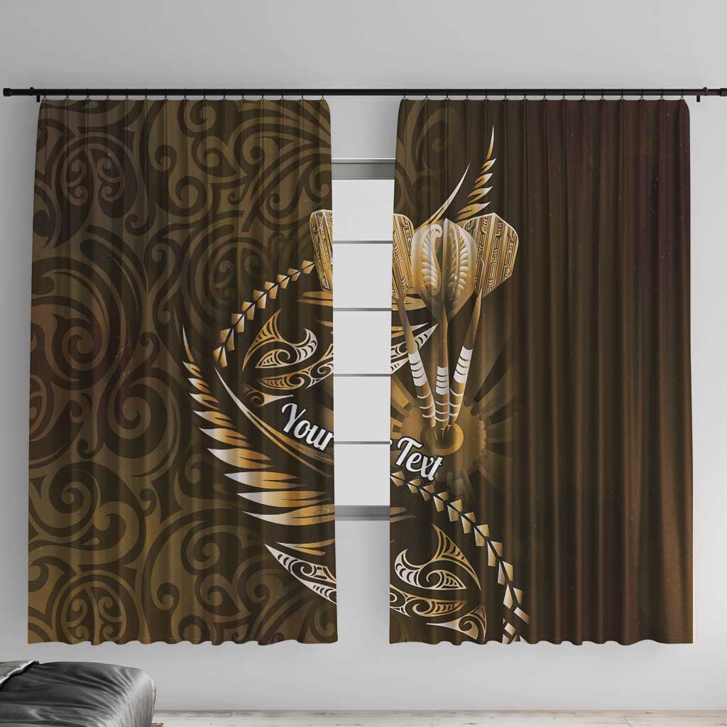 Personalised All Gold New Zealand Darts Window Curtain Aoteroa Fern Maori Galaxy Style
