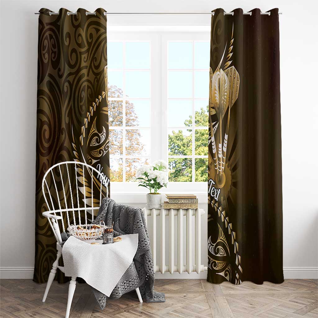 Personalised All Gold New Zealand Darts Window Curtain Aoteroa Fern Maori Galaxy Style