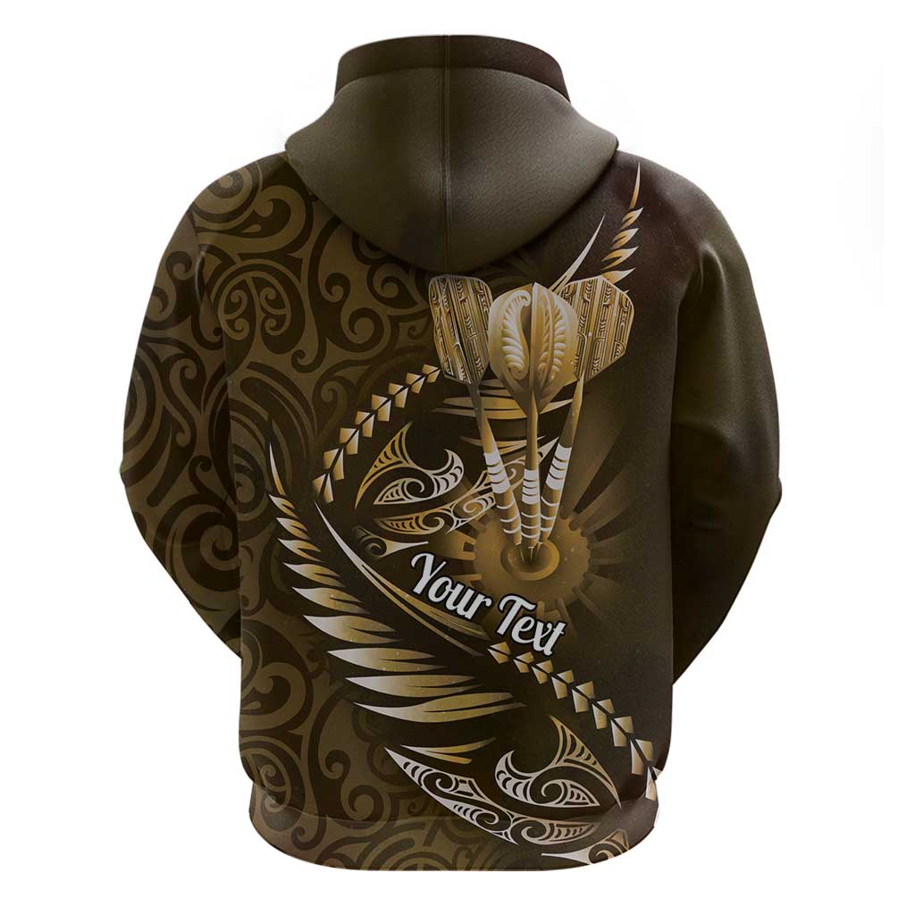 Personalised All Gold New Zealand Darts Zip Hoodie Aoteroa Fern Maori Galaxy Style LT14 - Polynesian Pride
