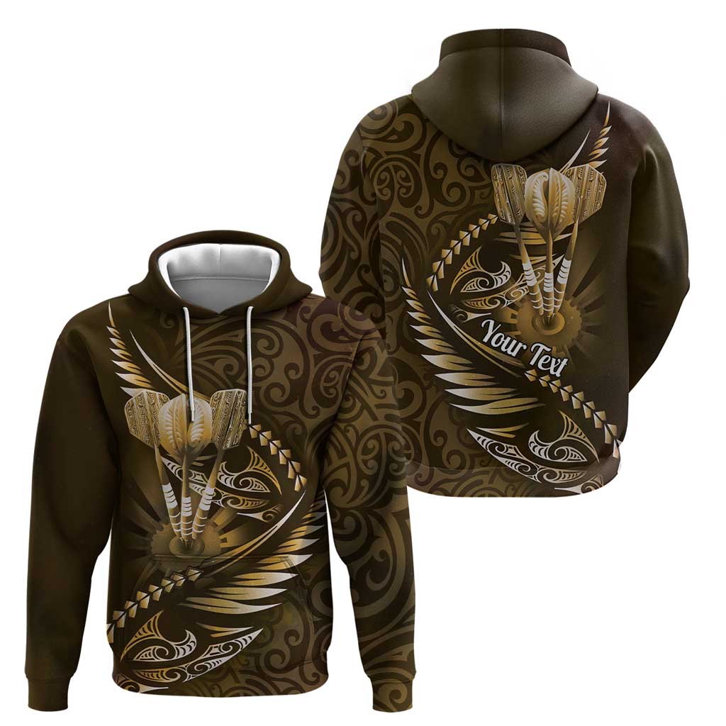 Personalised All Gold New Zealand Darts Zip Hoodie Aoteroa Fern Maori Galaxy Style LT14 - Polynesian Pride