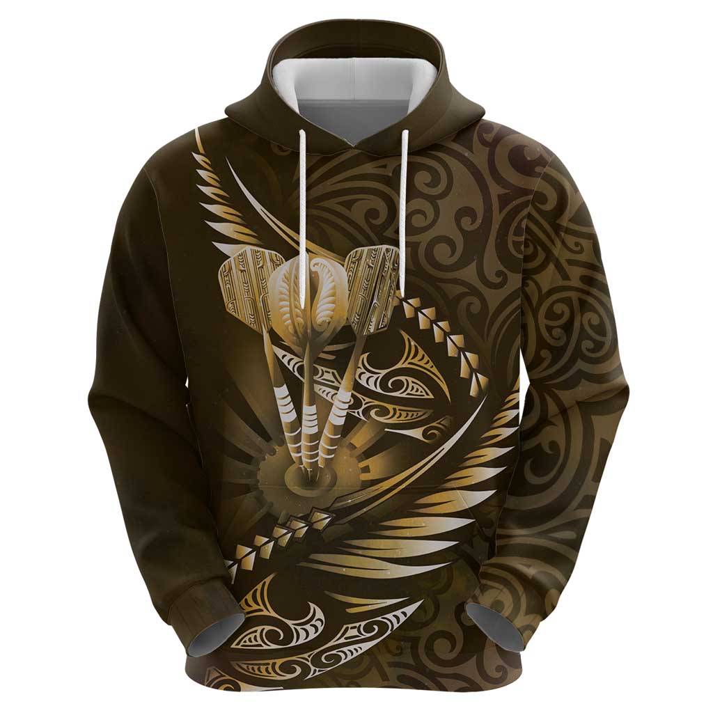 Personalised All Gold New Zealand Darts Zip Hoodie Aoteroa Fern Maori Galaxy Style LT14 - Polynesian Pride