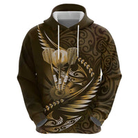 Personalised All Gold New Zealand Darts Zip Hoodie Aoteroa Fern Maori Galaxy Style LT14 - Polynesian Pride