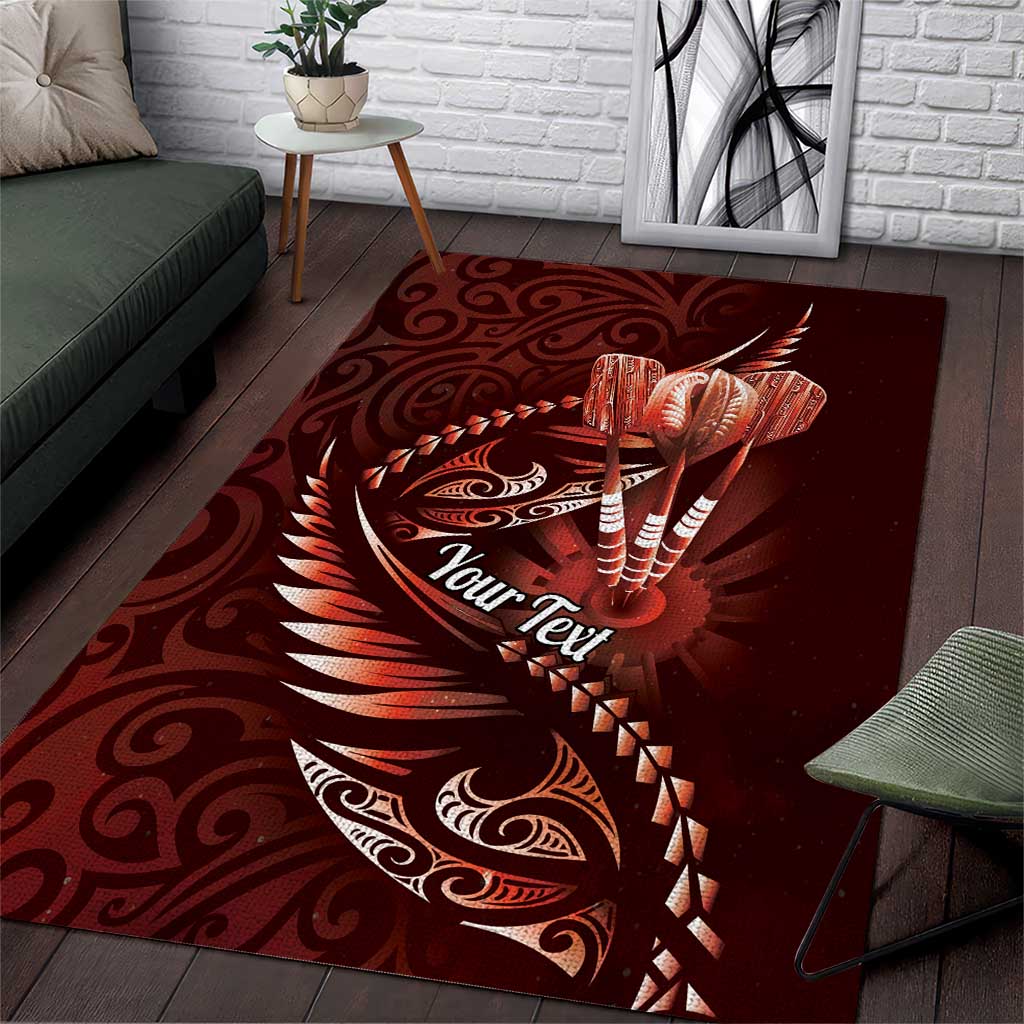 Personalised All Red New Zealand Darts Area Rug Aoteroa Fern Maori Galaxy Style