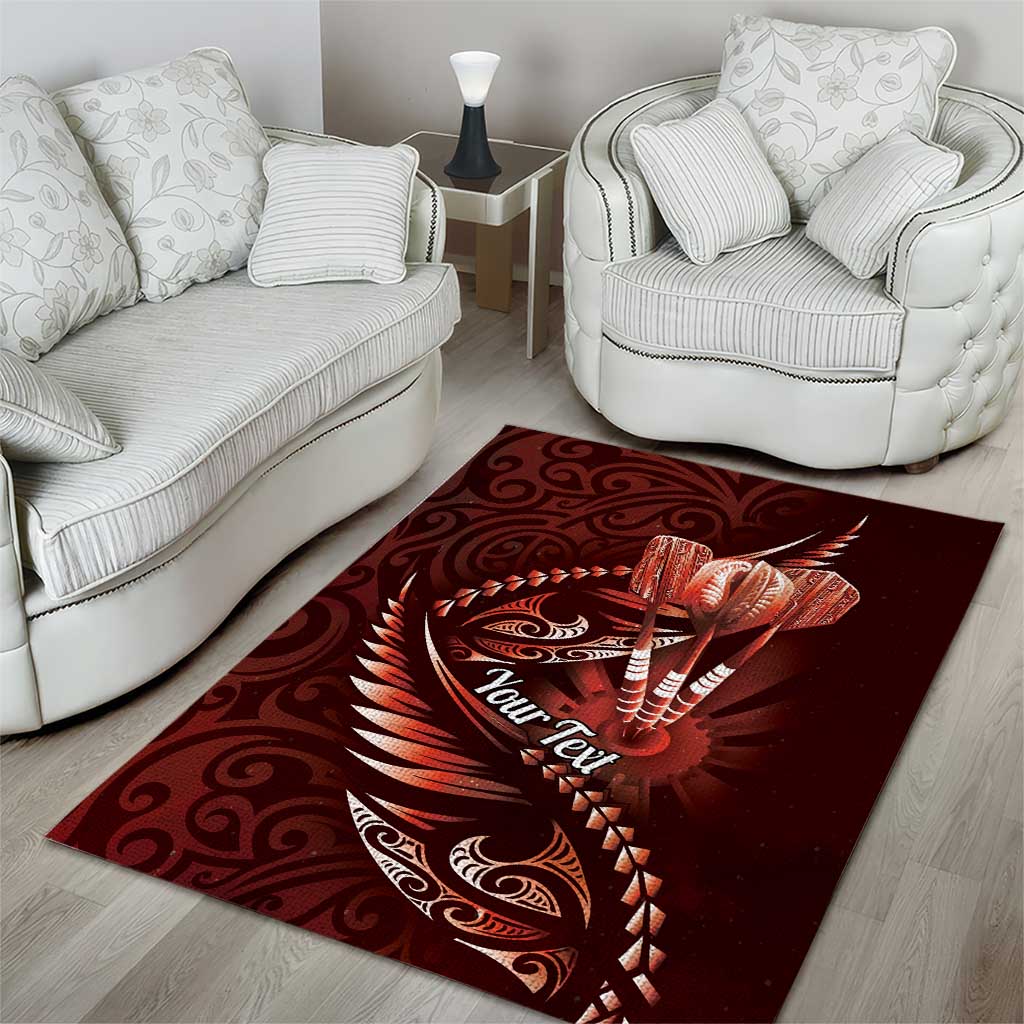 Personalised All Red New Zealand Darts Area Rug Aoteroa Fern Maori Galaxy Style