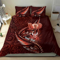 Personalised All Red New Zealand Darts Bedding Set Aoteroa Fern Maori Galaxy Style