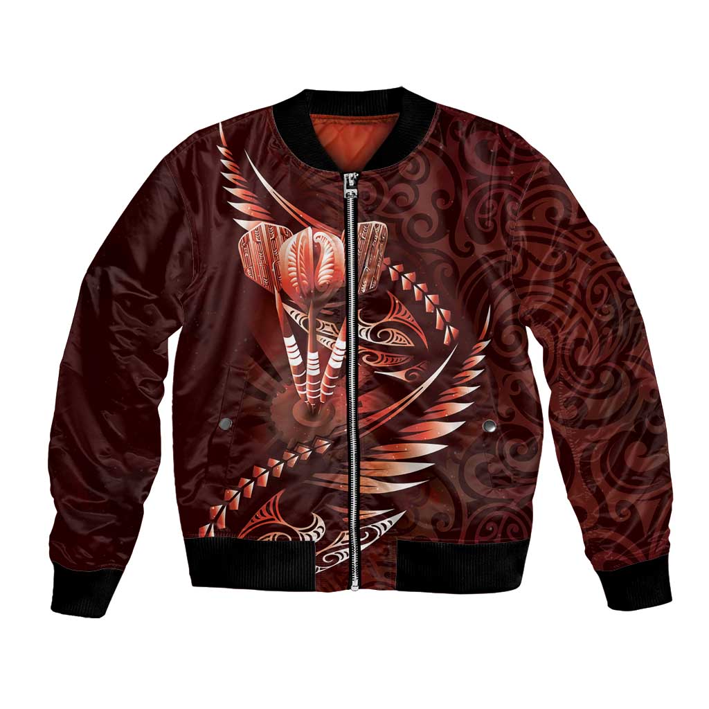Personalised All Red New Zealand Darts Bomber Jacket Aoteroa Fern Maori Galaxy Style