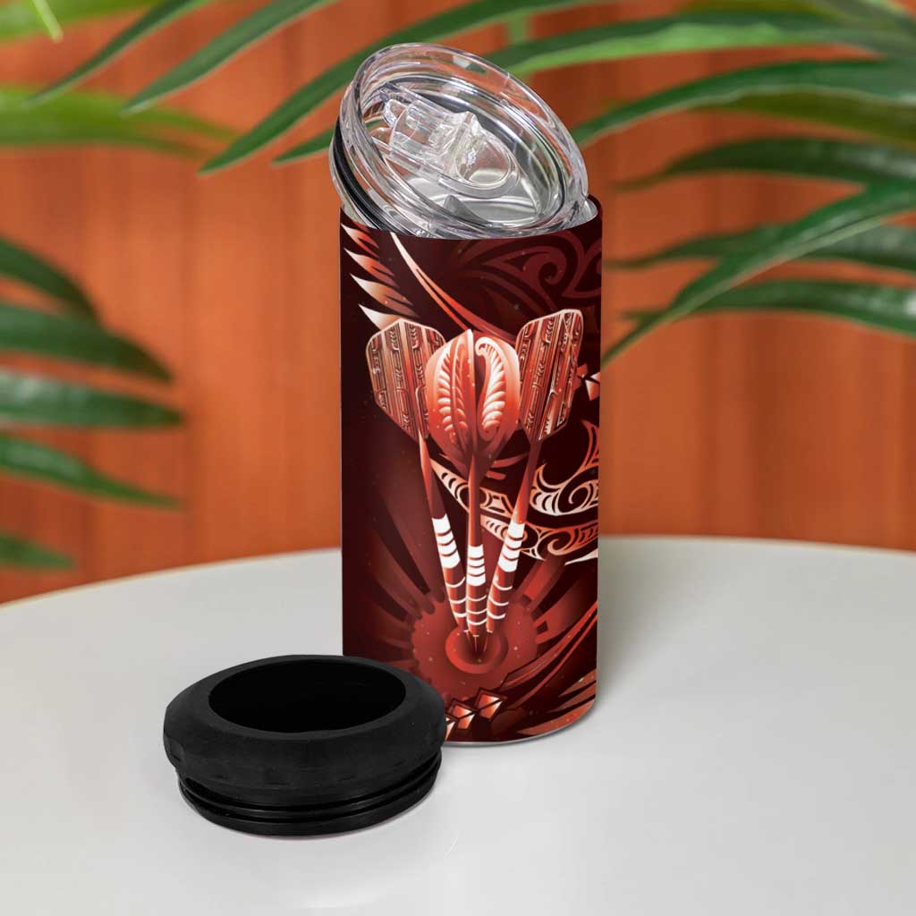 All Red New Zealand Darts 4 in 1 Can Cooler Tumbler Aoteroa Fern Maori Galaxy Style LT14 - Polynesian Pride