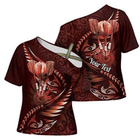 Personalised All Red New Zealand Darts Cross Shoulder Shirt Aoteroa Fern Maori Galaxy Style - Polynesian Pride