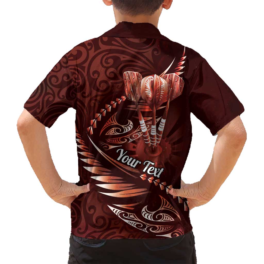 Personalised All Red New Zealand Darts Family Matching Off Shoulder Short Dress and Hawaiian Shirt Aoteroa Fern Maori Galaxy Style LT14 - Polynesian Pride