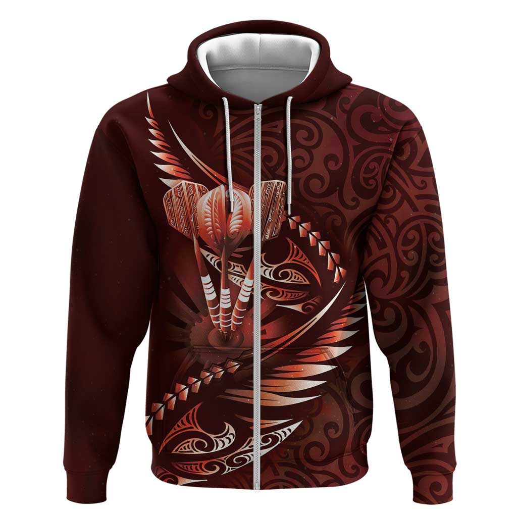 Personalised All Red New Zealand Darts Hoodie Aoteroa Fern Maori Galaxy Style