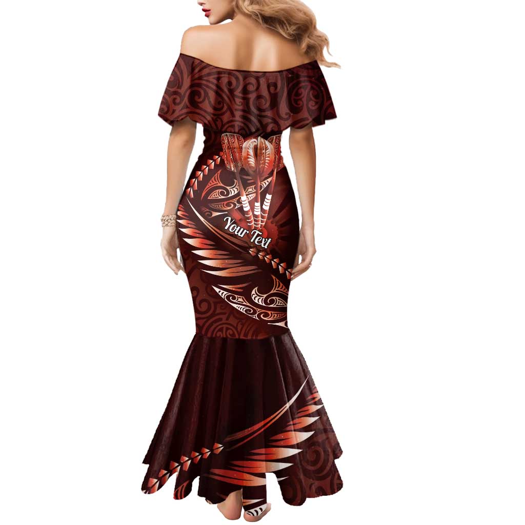 Personalised All Red New Zealand Darts Mermaid Dress Aoteroa Fern Maori Galaxy Style LT14 - Polynesian Pride