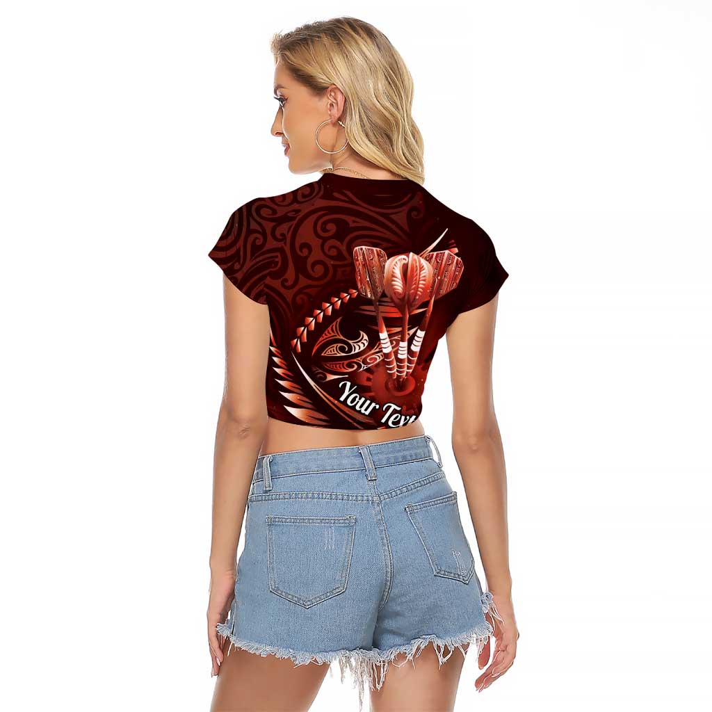 Personalised All Red New Zealand Darts Raglan Cropped T Shirt Aoteroa Fern Maori Galaxy Style LT14 - Polynesian Pride