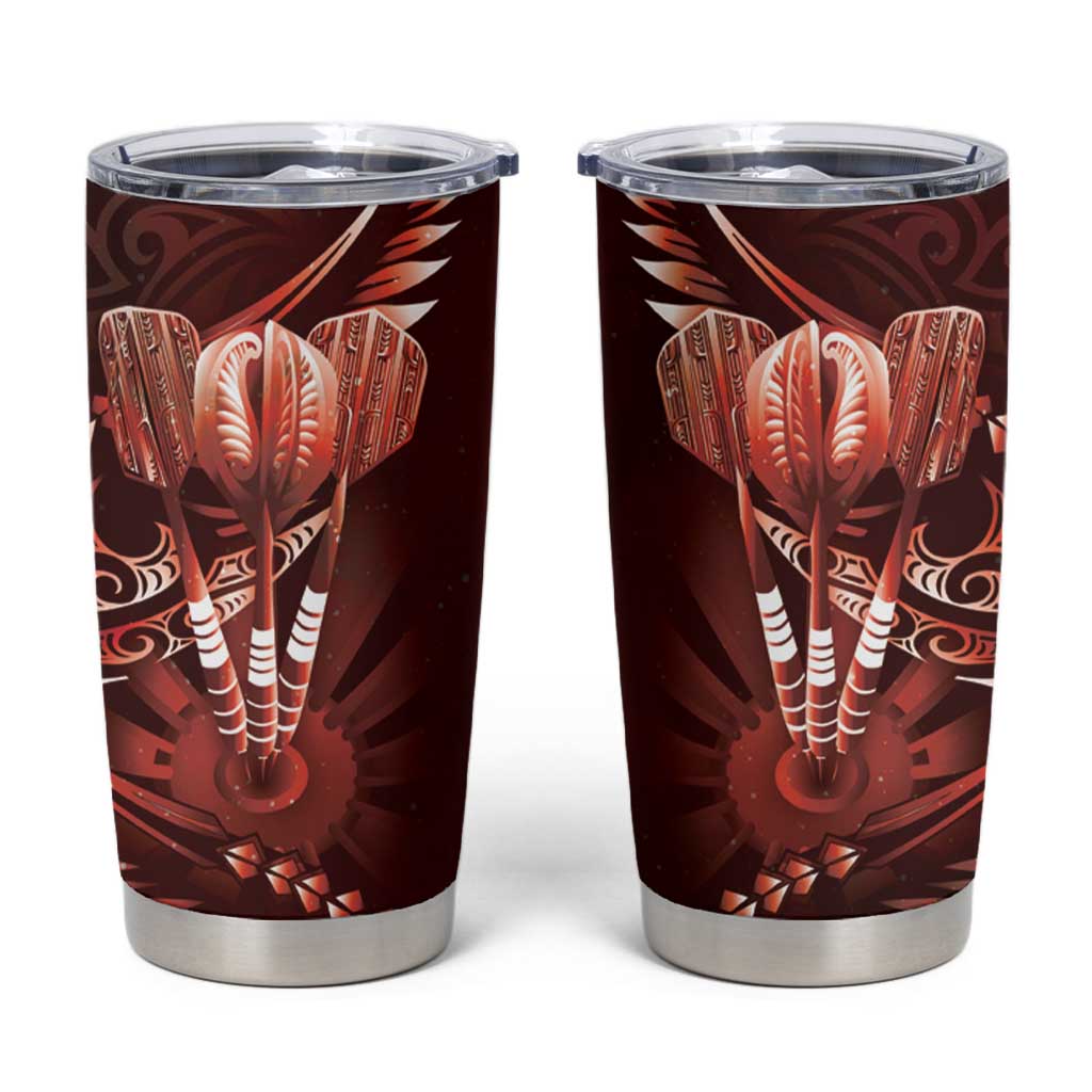 All Red New Zealand Darts Tumbler Cup Aoteroa Fern Maori Galaxy Style LT14 Red - Polynesian Pride