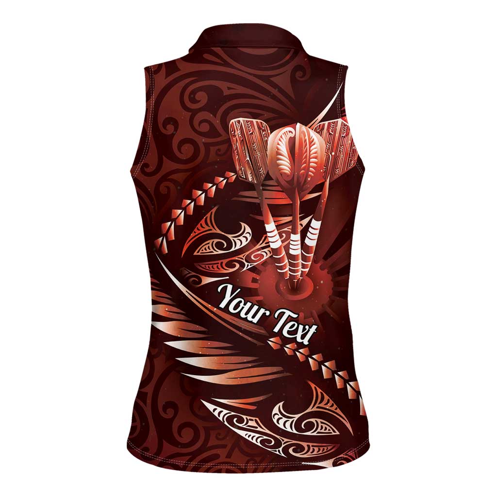 Personalised All Red New Zealand Darts Women Sleeveless Polo Shirt Aoteroa Fern Maori Galaxy Style