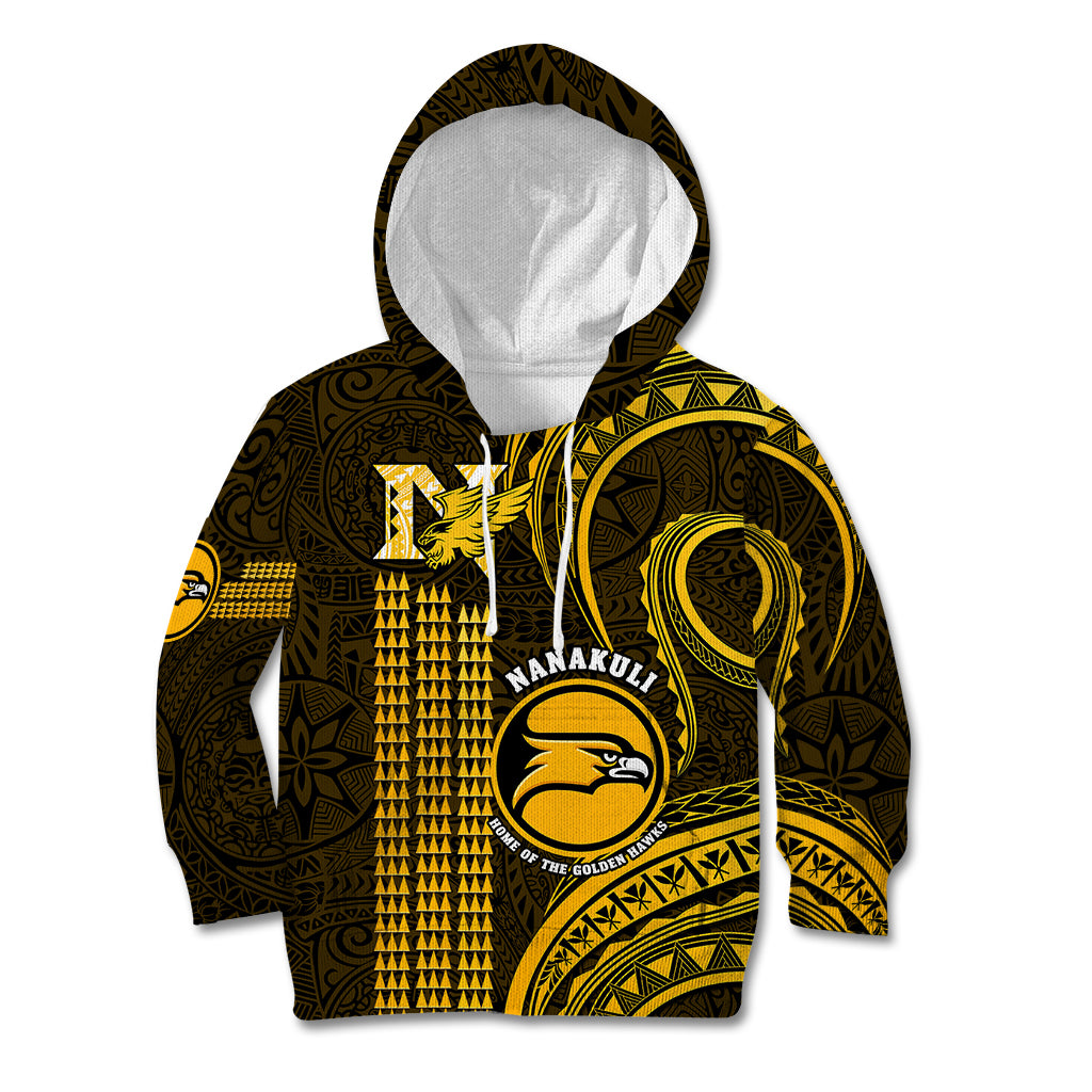 Hawaii Nanakuli High And Intermediate School Kid Hoodie Polynesian Kakau Pattern LT14 Gold - Polynesian Pride