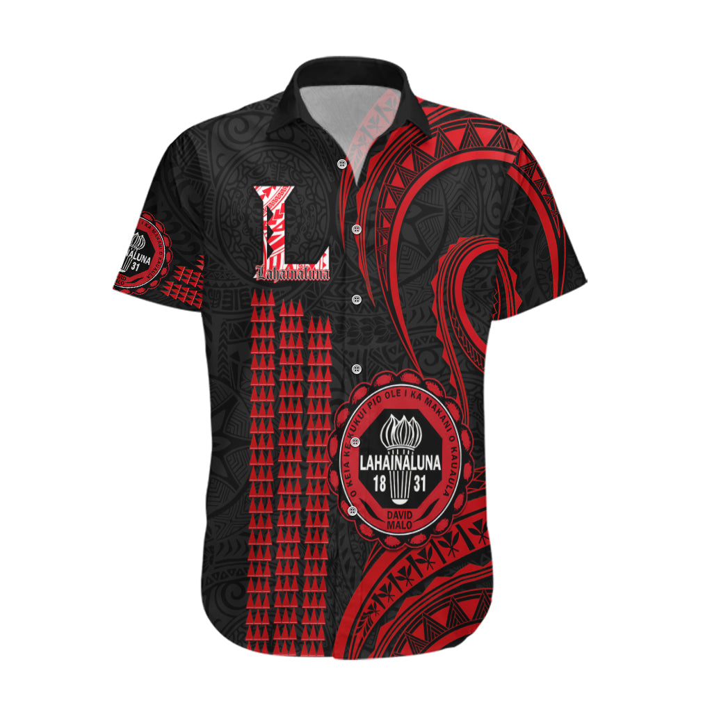 Hawaii Lahainaluna High School Hawaiian Shirt Polynesian Kakau Pattern LT14 Red - Polynesian Pride