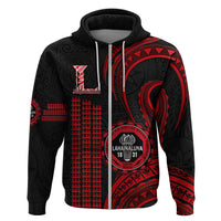 Hawaii Lahainaluna High School Hoodie Polynesian Kakau Pattern LT14 Zip Hoodie Red - Polynesian Pride