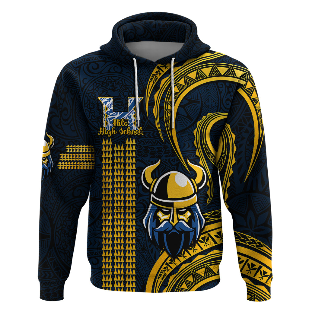 Hawaii Hilo High School Hoodie Vikings Polynesian Kakau Pattern LT14 Pullover Hoodie Gold - Polynesian Pride