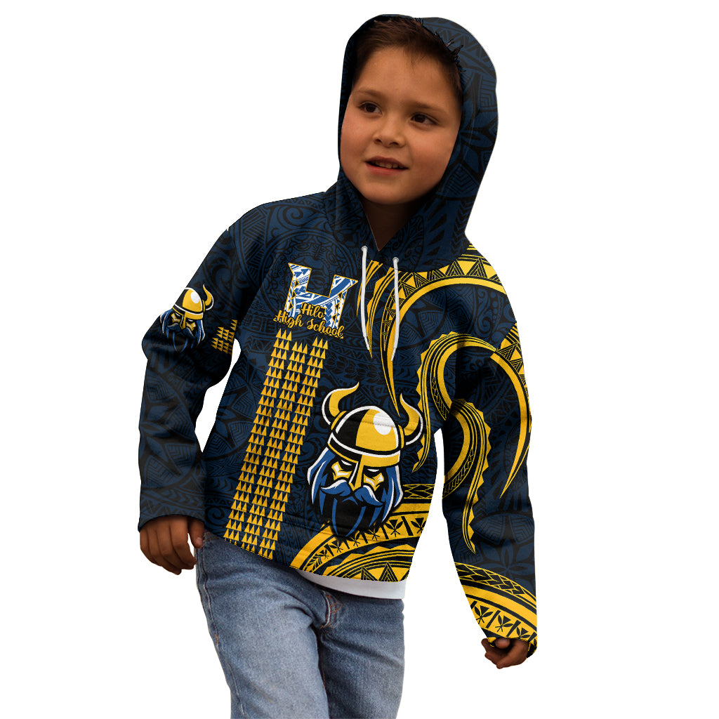 Hawaii Hilo High School Kid Hoodie Vikings Polynesian Kakau Pattern LT14 - Polynesian Pride