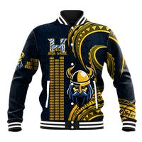 Personalised Hawaii Hilo High School Baseball Jacket Vikings Polynesian Kakau Pattern LT14 Unisex Gold - Polynesian Pride
