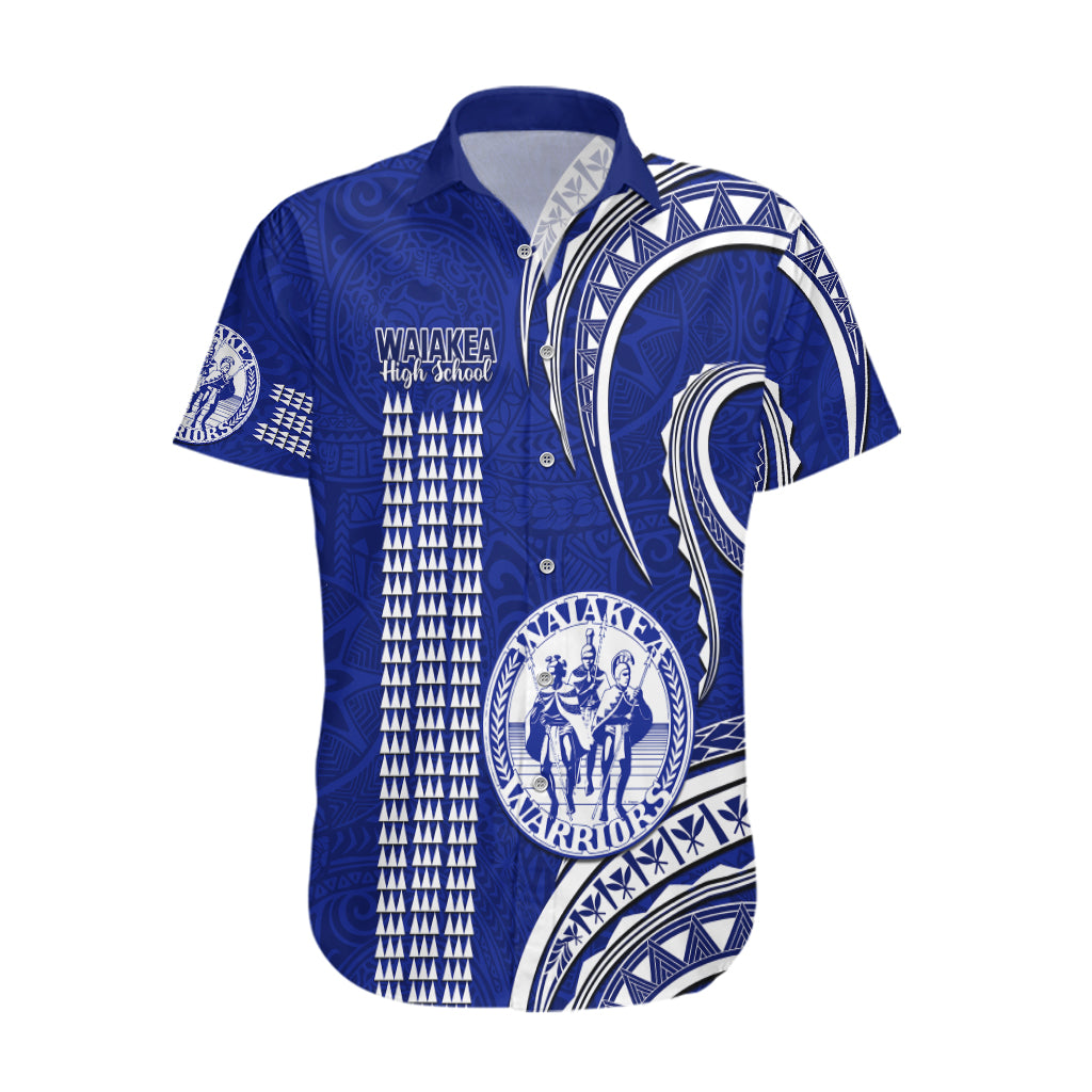 Hawaii Waiakea High School Hawaiian Shirt Polynesian Kakau Pattern LT14 Blue - Polynesian Pride