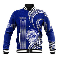 Personalised Hawaii Waiakea High School Baseball Jacket Polynesian Kakau Pattern LT14 Unisex Blue - Polynesian Pride