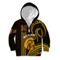Personalised Hawaii Mililani High School Kid Hoodie Polynesian Kakau Pattern LT14 Zip Hoodie Gold - Polynesian Pride
