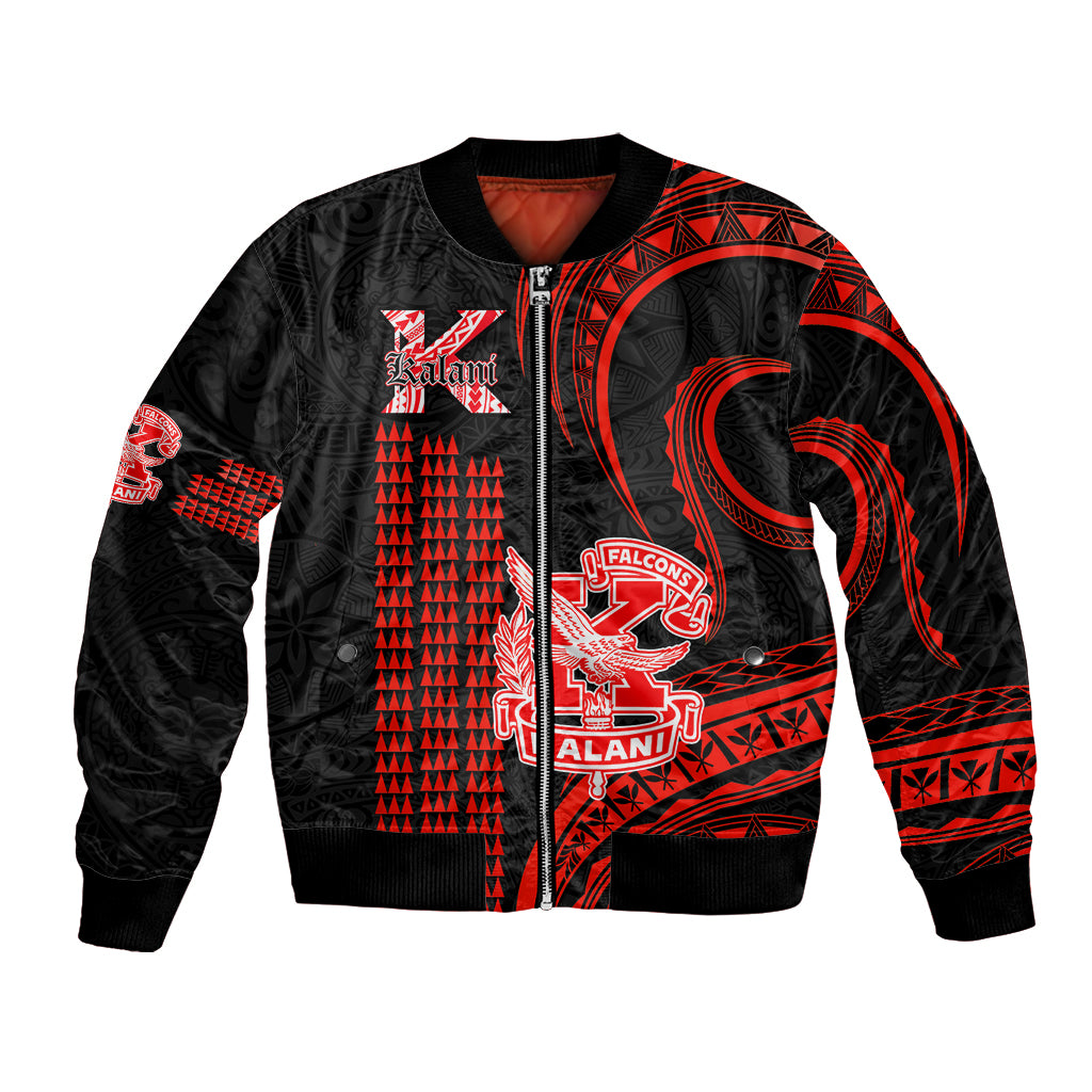 Personalised Hawaii Kalani High School Bomber Jacket Polynesian Kakau Pattern LT14 Unisex Red - Polynesian Pride