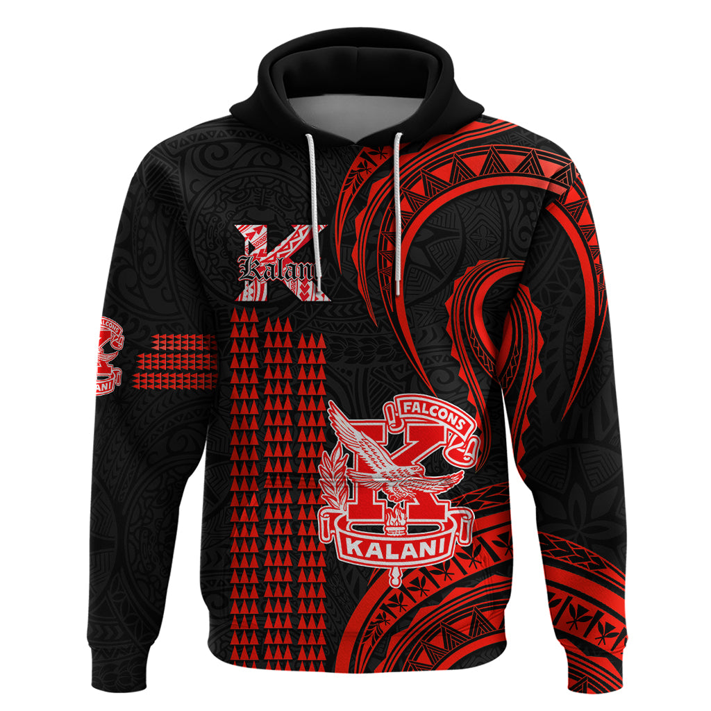 Custom Hawaii Kalani High School Hoodie Polynesian Kakau Pattern LT14 Pullover Hoodie Red - Polynesian Pride