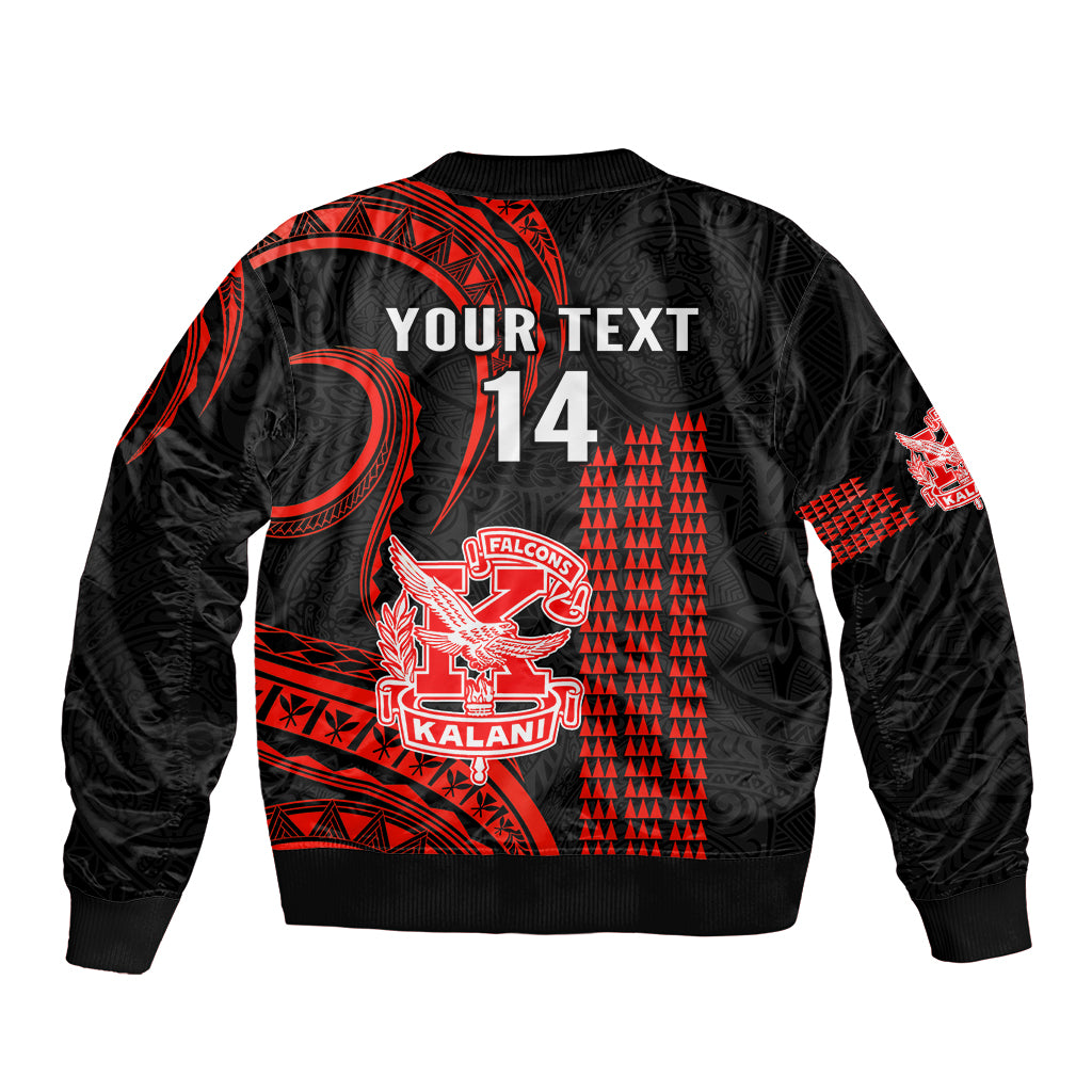 Personalised Hawaii Kalani High School Sleeve Zip Bomber Jacket Polynesian Kakau Pattern LT14 - Polynesian Pride
