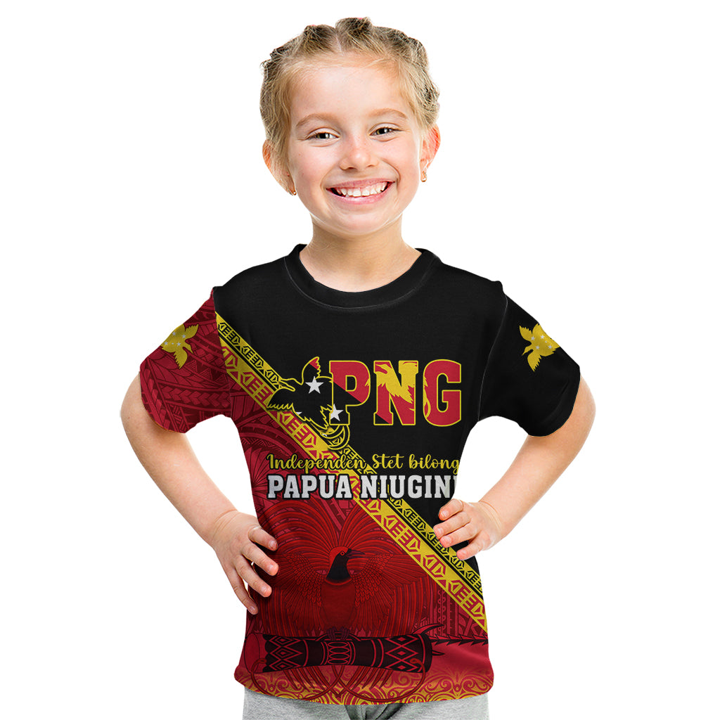 Papua New Guinea Kid T Shirt Independen Stet bilong Papua Niugini Unique Version LT14 Red - Polynesian Pride