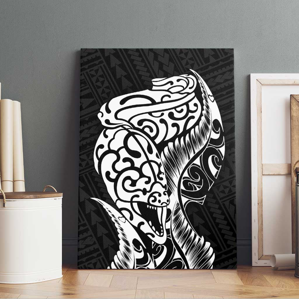 New Zealand Eel Canvas Wall Art Tuna Aotearoa Maori Patten - Black