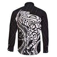 New Zealand Eel Family Matching Mermaid Dress and Hawaiian Shirt Tuna Aotearoa Maori Patten - Black LT14 - Polynesian Pride