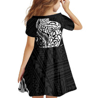 New Zealand Eel Family Matching Short Sleeve Bodycon Dress and Hawaiian Shirt Tuna Aotearoa Maori Patten - Black LT14 - Polynesian Pride