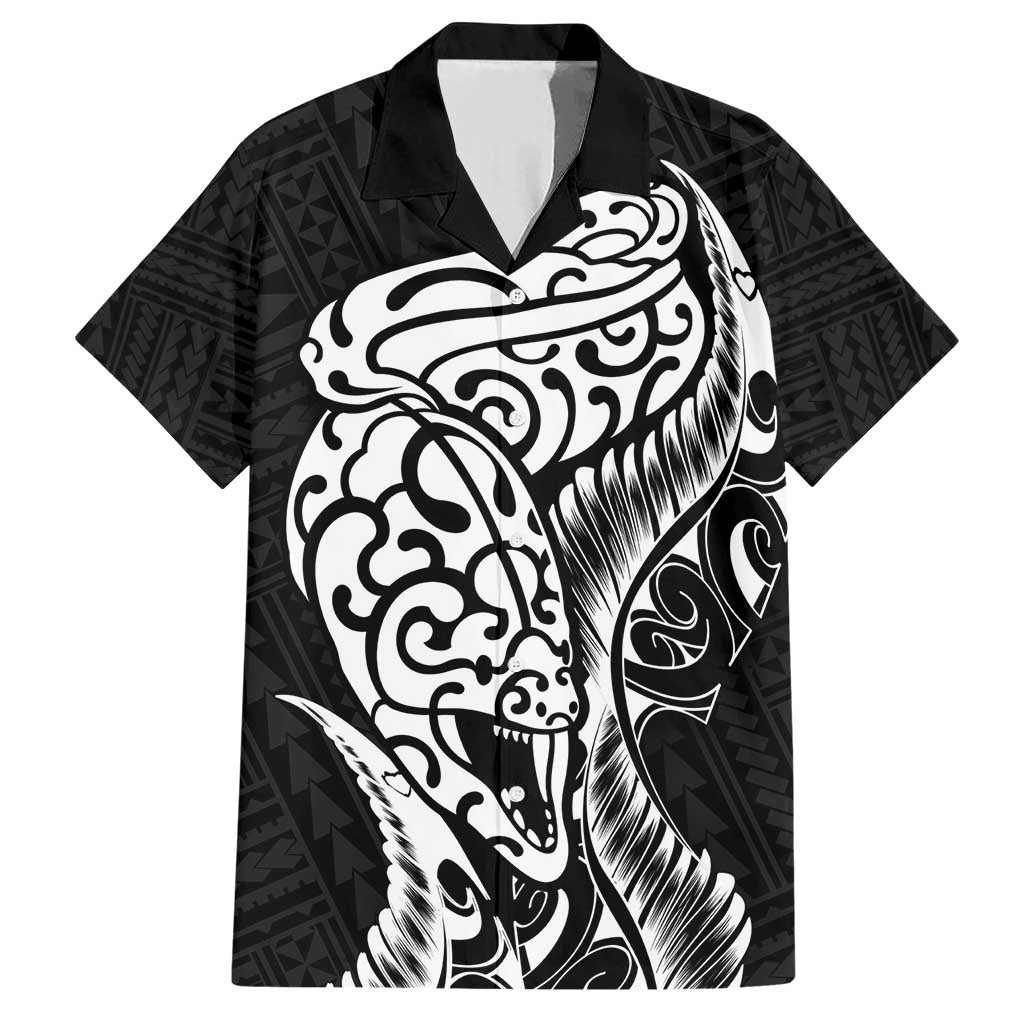 New Zealand Eel Family Matching Short Sleeve Bodycon Dress and Hawaiian Shirt Tuna Aotearoa Maori Patten - Black LT14 Dad's Shirt - Short Sleeve Black - Polynesian Pride