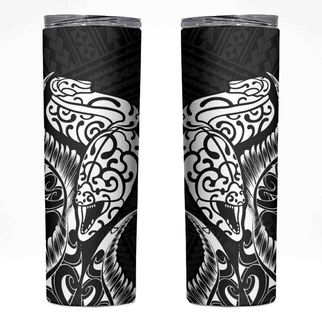 New Zealand Eel Skinny Tumbler Tuna Aotearoa Maori Patten - Black