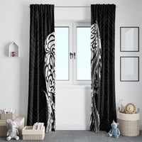 New Zealand Eel Window Curtain Tuna Aotearoa Maori Patten - Black