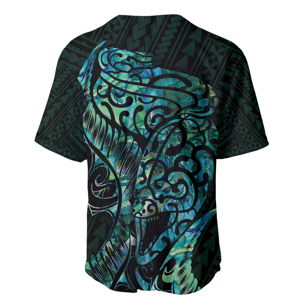 New Zealand Eel Baseball Jersey Tuna Aotearoa Maori With Paua Shell - Turquoise