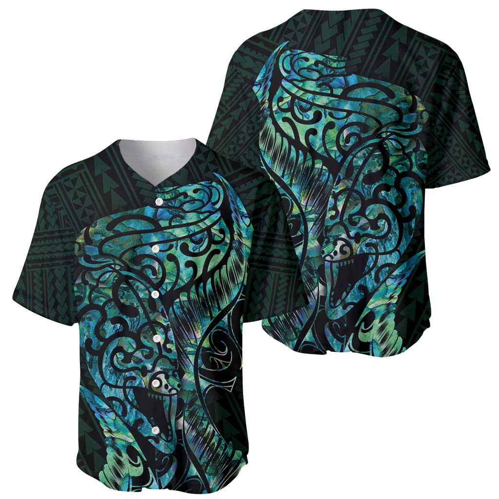 New Zealand Eel Baseball Jersey Tuna Aotearoa Maori With Paua Shell - Turquoise
