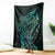 New Zealand Eel Blanket Tuna Aotearoa Maori With Paua Shell - Turquoise