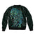 New Zealand Eel Bomber Jacket Tuna Aotearoa Maori With Paua Shell - Turquoise