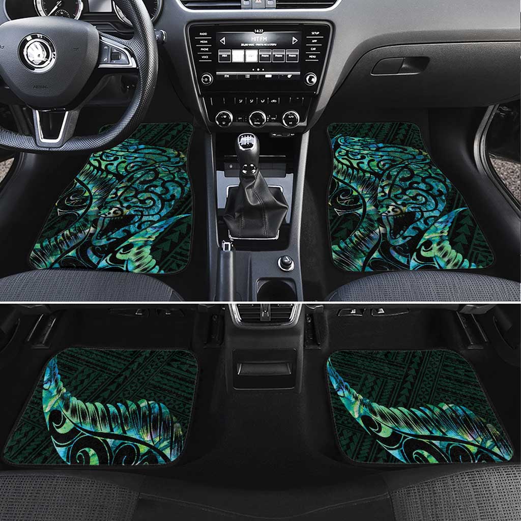 New Zealand Eel Car Mats Tuna Aotearoa Maori With Paua Shell - Turquoise