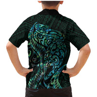 New Zealand Eel Family Matching Mermaid Dress and Hawaiian Shirt Tuna Aotearoa Maori With Paua Shell - Turquoise LT14 - Polynesian Pride